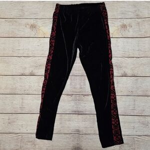Spirit Halloween black velvet lace skulls gothic leggings